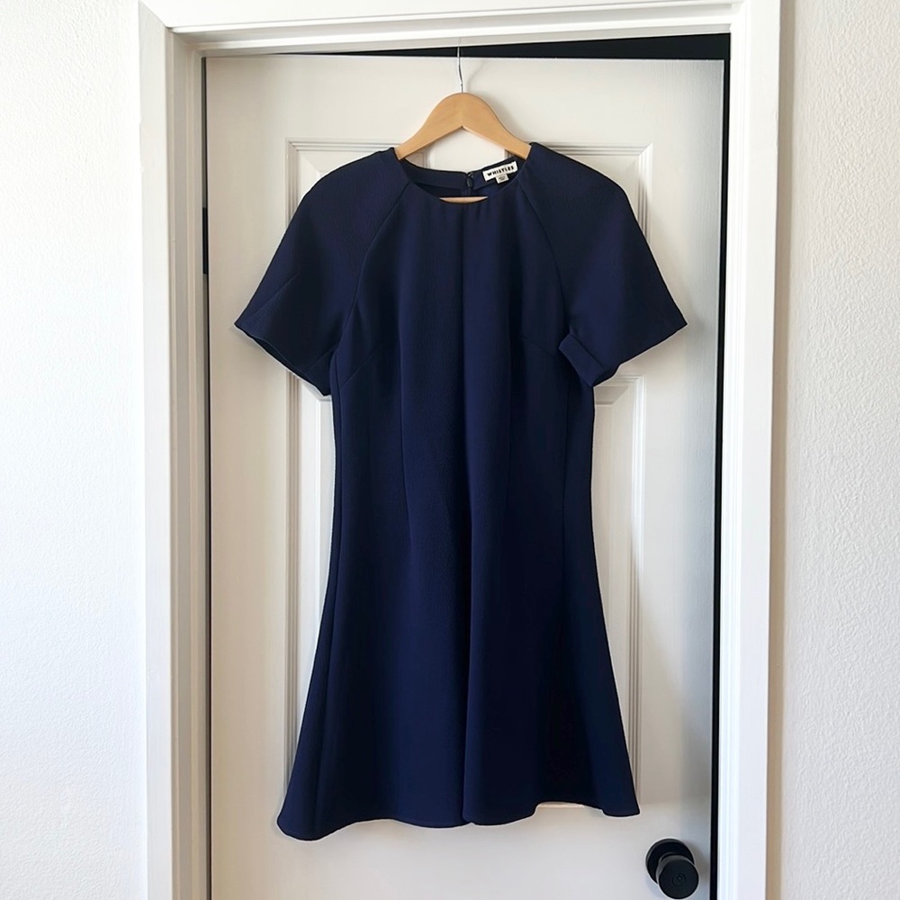 👗 WHISTLES Dress - Fit and Flare Mini Dress - Navy Blue - Size 8